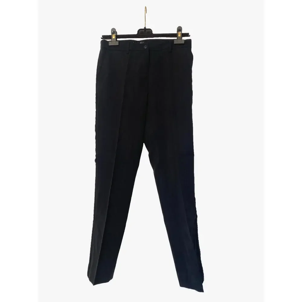 Vintage 04A Chanel FR-36/38 Pants Black Wool Silk Tuxedo Detail Trousers 2004